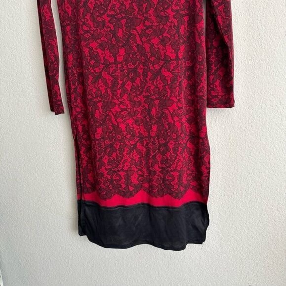 Michael Kors Cinnabar Red Umbria Lace Print Stretch Matte Jersey Sheath Dress M - Picture 5 of 8